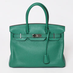 Like new HERMES Birkin 30 handbag Taurillon Clemence Vertigo x Vertfonce Silver hardware A stamp Used 4b014068