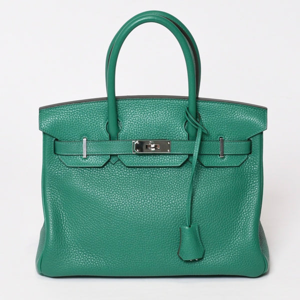 Like new HERMES Birkin 30 handbag Taurillon Clemence Vertigo x Vertfonce Silver hardware A stamp Used 4b014068