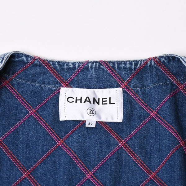 Very Good Condition CHANEL No Color Denim Jacket P71319V63952 Size 50 Here Mark Stitch Blue Men's Used 4b012768