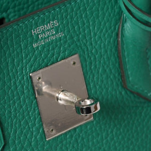 Like new HERMES Birkin 30 handbag Taurillon Clemence Vertigo x Vertfonce Silver hardware A stamp Used 4b014068