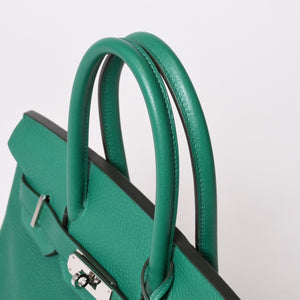 Like new HERMES Birkin 30 handbag Taurillon Clemence Vertigo x Vertfonce Silver hardware A stamp Used 4b014068
