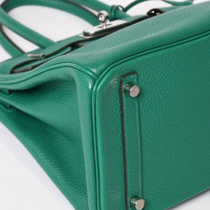 Like new HERMES Birkin 30 handbag Taurillon Clemence Vertigo x Vertfonce Silver hardware A stamp Used 4b014068