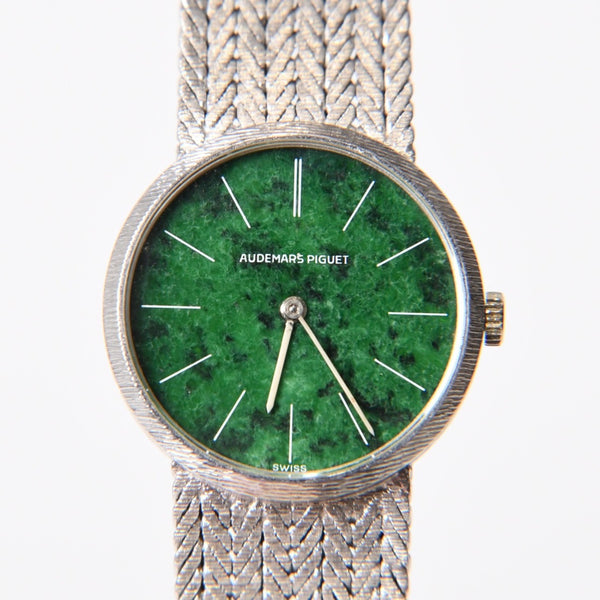 Very Good Condition AUDEMARS PIGUET Audemars Piguet Round Watch Jade Dial Weight Approx. 59.0g Manual Winding Used 4b014034