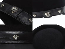 Load image into Gallery viewer, CHROME HEARTS クロムハーツ ケルティックハート キャスケット サイズS ビーバーウール ラムレザー シルバー925 ブラック 美品 中古 4b004872