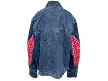 画像をギャラリービューアに読み込む, 極美品 CHROME HEARTS クロムハーツ クラシックジーン 袖フローラルクロスパッチ デニムジャケット ブルー レッド サイズXXL 中古 4b006175