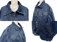 画像をギャラリービューアに読み込む, 極美品 CHROME HEARTS クロムハーツ クラシックジーン 袖フローラルクロスパッチ デニムジャケット ブルー レッド サイズXXL 中古 4b006175