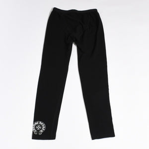 極美品 CHROME HEARTS クロムハーツ LOGO PRINT LEGGINGS ロゴプリント レギンス サイズL ホースシュー プリント ブラック 中古 4b013682