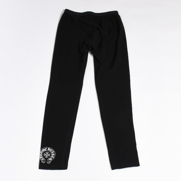 極美品 CHROME HEARTS クロムハーツ LOGO PRINT LEGGINGS ロゴプリント レギンス サイズL ホースシュー プリント ブラック 中古 4b013682