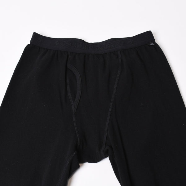 極美品 CHROME HEARTS クロムハーツ LOGO PRINT LEGGINGS ロゴプリント レギンス サイズL ホースシュー プリント ブラック 中古 4b013682
