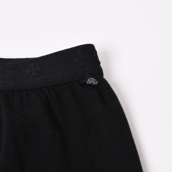 極美品 CHROME HEARTS クロムハーツ LOGO PRINT LEGGINGS ロゴプリント レギンス サイズL ホースシュー プリント ブラック 中古 4b013682