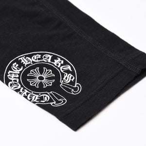 極美品 CHROME HEARTS クロムハーツ LOGO PRINT LEGGINGS ロゴプリント レギンス サイズL ホースシュー プリント ブラック 中古 4b013682