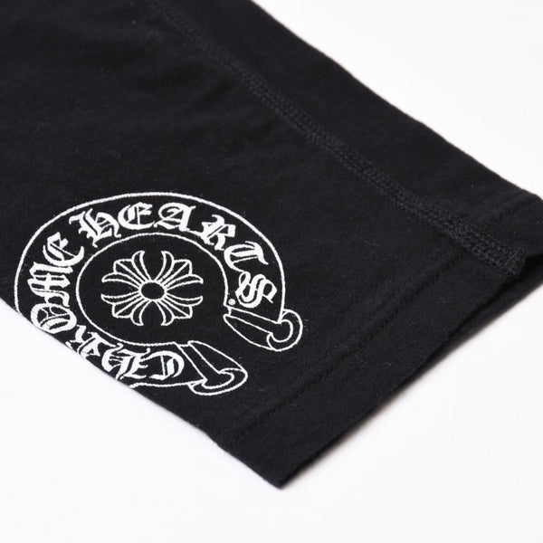 極美品 CHROME HEARTS クロムハーツ LOGO PRINT LEGGINGS ロゴプリント レギンス サイズL ホースシュー プリント ブラック 中古 4b013682