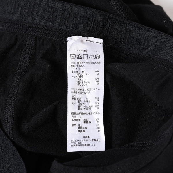 極美品 CHROME HEARTS クロムハーツ LOGO PRINT LEGGINGS ロゴプリント レギンス サイズL ホースシュー プリント ブラック 中古 4b013682