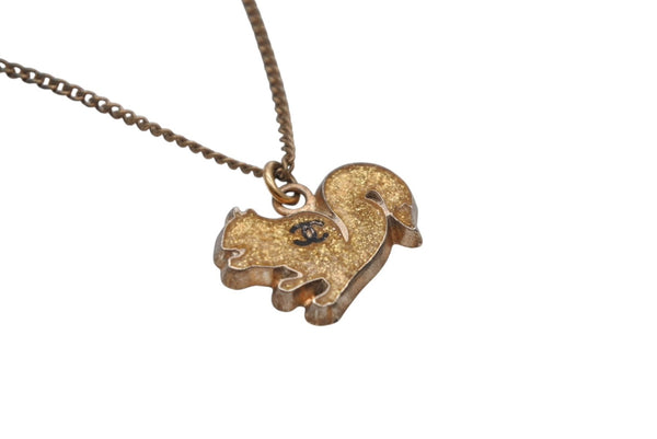CHANEL シャネル ココマーク リス アニマル ネックレス ラメ 05A GP ゴールド イエロー ゴールド金具 美品 中古 56031