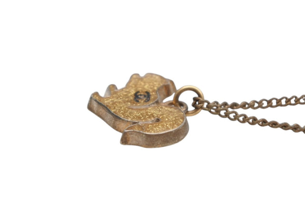 CHANEL シャネル ココマーク リス アニマル ネックレス ラメ 05A GP ゴールド イエロー ゴールド金具 美品 中古 56031