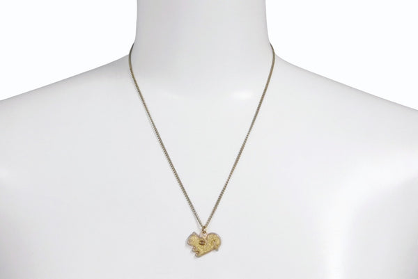 CHANEL シャネル ココマーク リス アニマル ネックレス ラメ 05A GP ゴールド イエロー ゴールド金具 美品 中古 56031