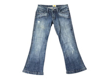 画像をギャラリービューアに読み込む, 極美品 ANTIK DENIM アンティックデニム ターコイズ装飾 刺繍 フレアデニム USA製 コットン ブルー サイズ28 中古 4b006217