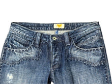 画像をギャラリービューアに読み込む, 極美品 ANTIK DENIM アンティックデニム ターコイズ装飾 刺繍 フレアデニム USA製 コットン ブルー サイズ28 中古 4b006217