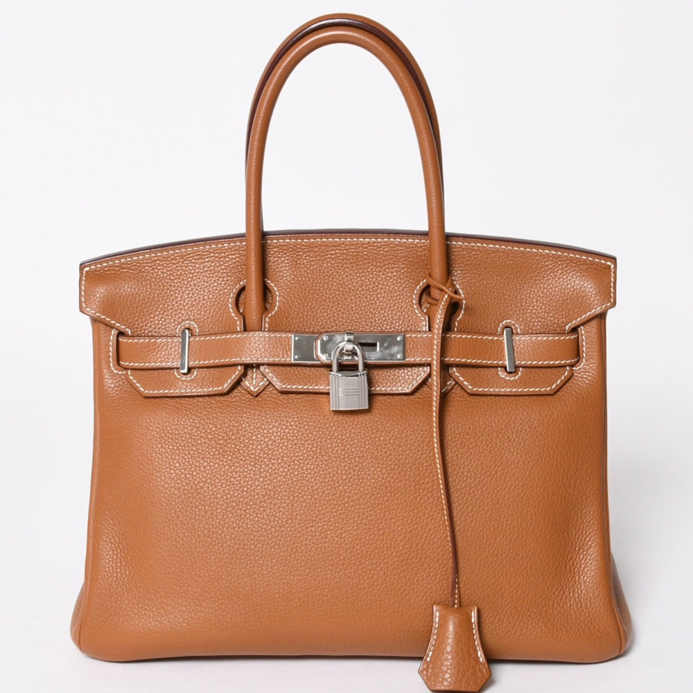 極美品 HERMES エルメス BIRKIN 30 バーキン30 ハンドバッグ ゴールド トリヨンクレマンス SV金具 □K刻印 2007年製 内縫い 中古 4a008924