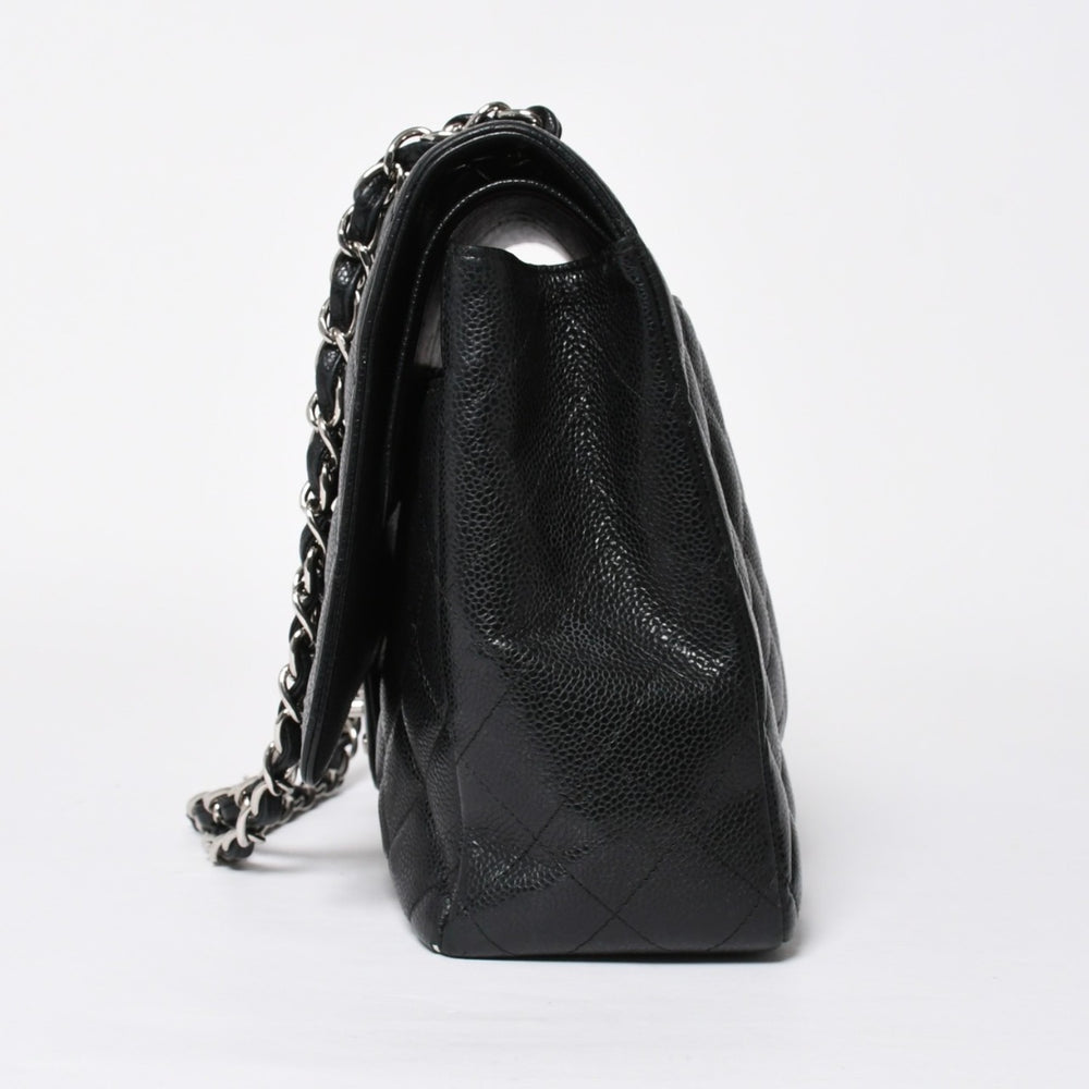 CHANEL シャネル デカマトラッセ33 チェーンショルダーバッグ 15番台 ココマーク キャビアスキン ブラック SV金具 美品 中古 4a008926