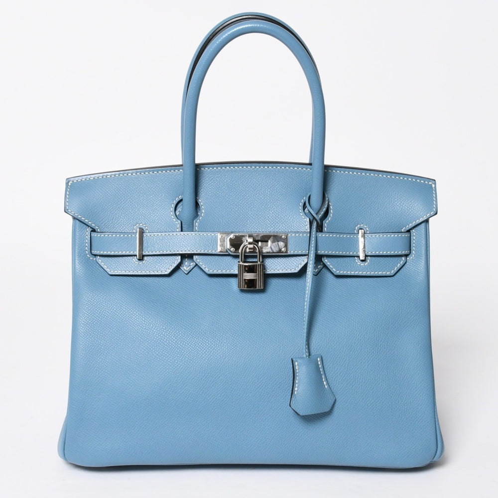 極美品 HERMES エルメス BIRKIN 30 バーキン30 ハンドバッグ ブルージーン ヴォーエプソン SV金具 □J刻印 2006年製 内縫い 中古 4a008925