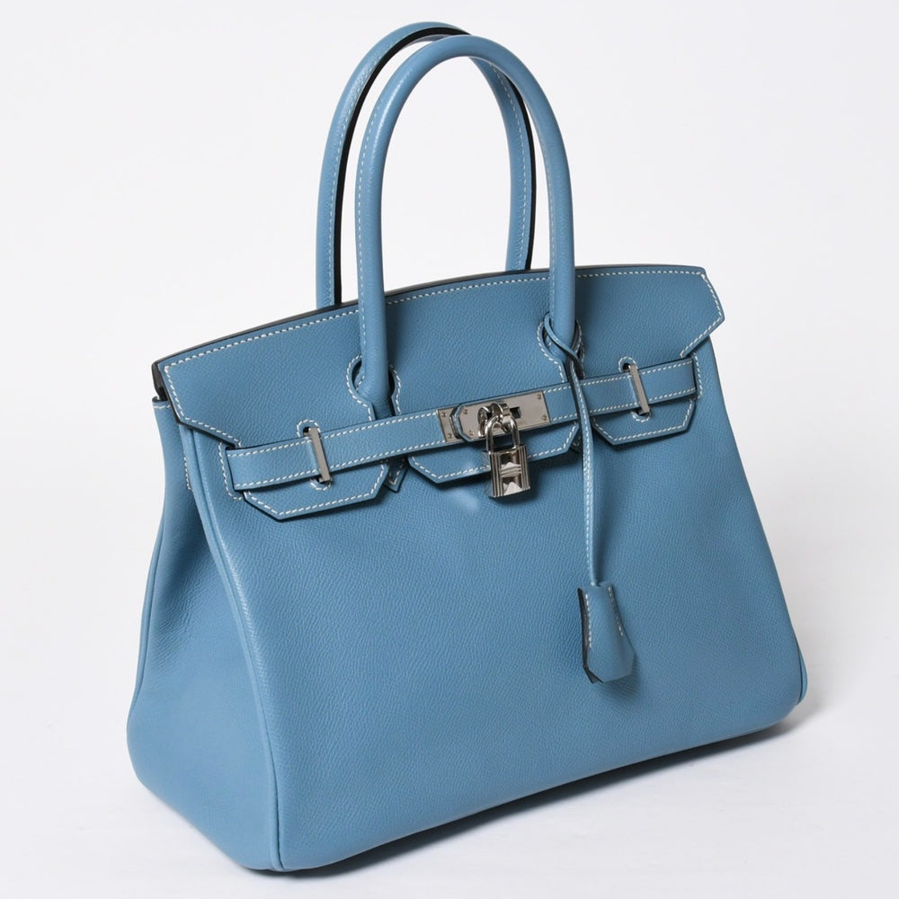極美品 HERMES エルメス BIRKIN 30 バーキン30 ハンドバッグ ブルージーン ヴォーエプソン SV金具 □J刻印 2006年製 内縫い 中古 4a008925