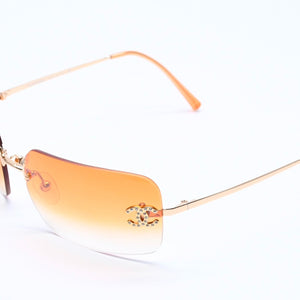 極美品 CHANEL シャネル サングラス リムレス ココマーク ラインストーン オレンジレンズ 4017-D 62◻︎17 120 中古 4a004995