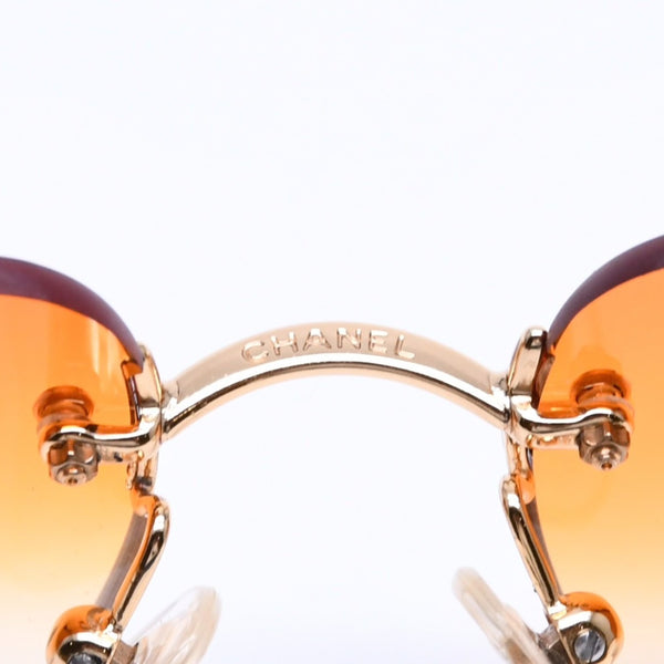 極美品 CHANEL シャネル サングラス リムレス ココマーク ラインストーン オレンジレンズ 4017-D 62◻︎17 120 中古 4a004995