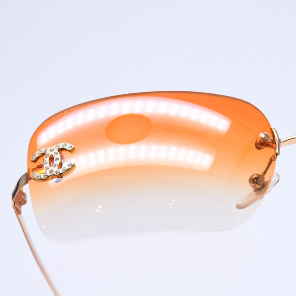 極美品 CHANEL シャネル サングラス リムレス ココマーク ラインストーン オレンジレンズ 4017-D 62◻︎17 120 中古 4a004995