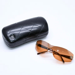 CHANEL シャネル サングラス シームレス ゴールド金具 オレンジ ブラウン 4019 138/60 120 美品 中古 4a004996