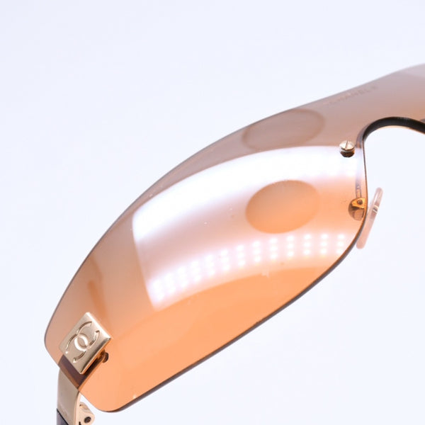 CHANEL シャネル サングラス シームレス ゴールド金具 オレンジ ブラウン 4019 138/60 120 美品 中古 4a004996
