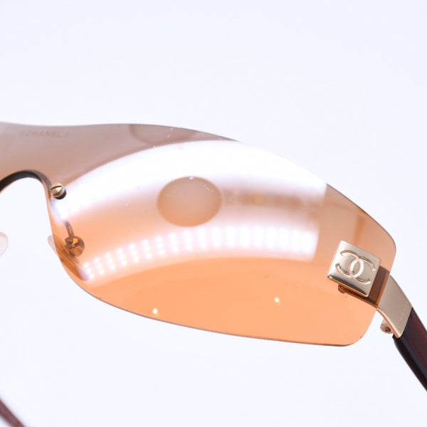 CHANEL シャネル サングラス シームレス ゴールド金具 オレンジ ブラウン 4019 138/60 120 美品 中古 4a004996