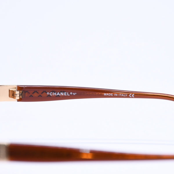 CHANEL シャネル サングラス シームレス ゴールド金具 オレンジ ブラウン 4019 138/60 120 美品 中古 4a004996