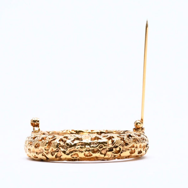 極美品 CHANEL シャネル ココマーク ブローチ 重量約23.3g 93A刻印 GP メタル ゴールド ガラス ヴィンテージ 中古 4c069693