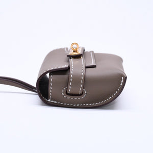 新品未使用 HERMES エルメス ケリー フェスティバル スイフト エトゥープ チャーム キーホルダー K刻印 中古 4a005021