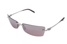 画像をギャラリービューアに読み込む, DOLCE&amp;GABBANA ドルチェ&amp;ガッバーナ リムレス サングラス メガネ ロゴ ラインストーン メタル パープル シルバー金具 美品 中古 4b001657