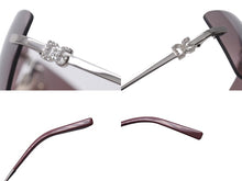 画像をギャラリービューアに読み込む, DOLCE&amp;GABBANA ドルチェ&amp;ガッバーナ リムレス サングラス メガネ ロゴ ラインストーン メタル パープル シルバー金具 美品 中古 4b001657