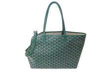 画像をギャラリービューアに読み込む, 新品同様 GOYARD ゴヤール シアン グリ ペット用バッグ CHIENGPMLTY09CL09P グリーン PVC レザー シルバー金具 中古 4c050625