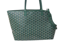 画像をギャラリービューアに読み込む, 新品同様 GOYARD ゴヤール シアン グリ ペット用バッグ CHIENGPMLTY09CL09P グリーン PVC レザー シルバー金具 中古 4c050625