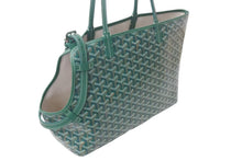 画像をギャラリービューアに読み込む, 新品同様 GOYARD ゴヤール シアン グリ ペット用バッグ CHIENGPMLTY09CL09P グリーン PVC レザー シルバー金具 中古 4c050625