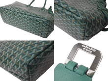画像をギャラリービューアに読み込む, 新品同様 GOYARD ゴヤール シアン グリ ペット用バッグ CHIENGPMLTY09CL09P グリーン PVC レザー シルバー金具 中古 4c050625