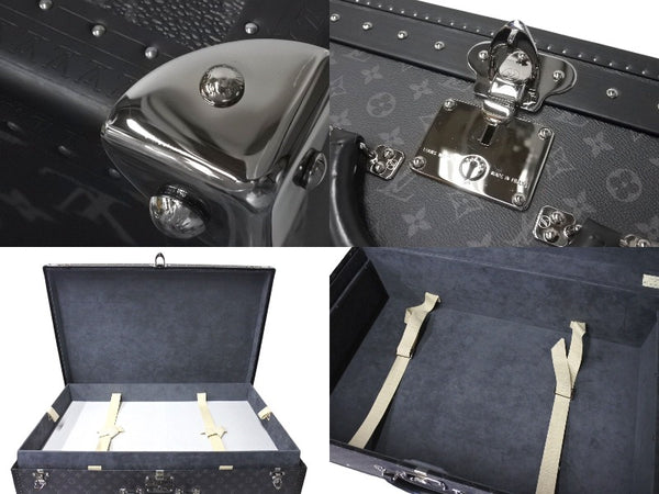 Very Good Condition LOUIS VUITTON × FRAGMENT Louis Vuitton Fragment Trunk Alzer 80 Monogram Eclipse Black PVC Leather Hiroshi Fujiwara Used 4c053246
