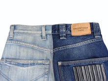 画像をギャラリービューアに読み込む, BALENCIAGA バレンシアガ 22SS JEAN 50/50 デニムパンツ ジーンズ 662758 サイズXXS 2トーン ドッキング 刺繍ロゴ 良品 中古 4c053545