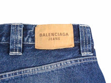 画像をギャラリービューアに読み込む, BALENCIAGA バレンシアガ 22SS JEAN 50/50 デニムパンツ ジーンズ 662758 サイズXXS 2トーン ドッキング 刺繍ロゴ 良品 中古 4c053545