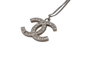 CHANEL Necklace Coco Mark Accessory 13P Engraved Metal Square Stone Silver 5.6g Good Condition Used 4c053612