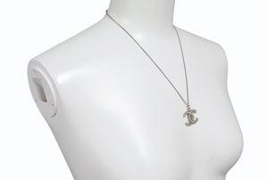 CHANEL Necklace Coco Mark Accessory 13P Engraved Metal Square Stone Silver 5.6g Good Condition Used 4c053612