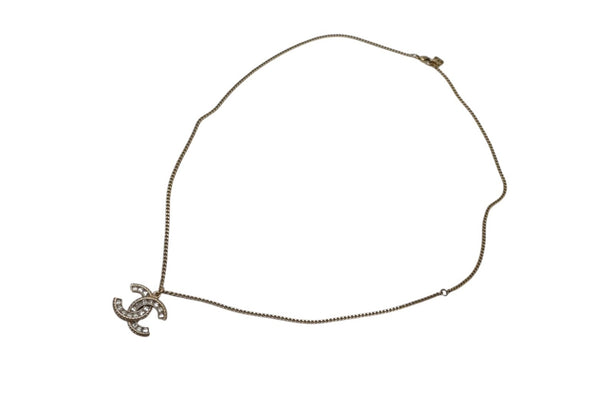 CHANEL Necklace Coco Mark Vintage Accessories F16V Engraved GP Square Stone Gold Good Condition Used 4c060796