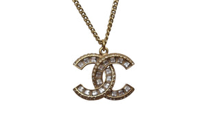 CHANEL Necklace Coco Mark Vintage Accessories F16V Engraved GP Square Stone Gold Good Condition Used 4c060796