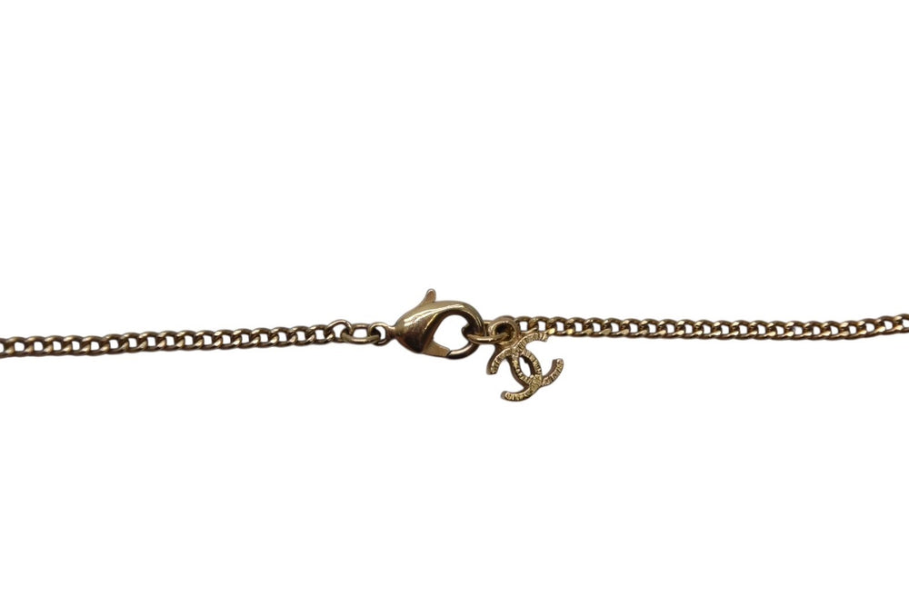 CHANEL Necklace Coco Mark Vintage Accessory F16V Engraved GP Square Stone Gold Good Condition Used 4c060796