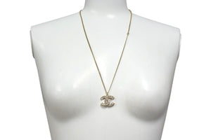 CHANEL Necklace Coco Mark Vintage Accessories F16V Engraved GP Square Stone Gold Good Condition Used 4c060796